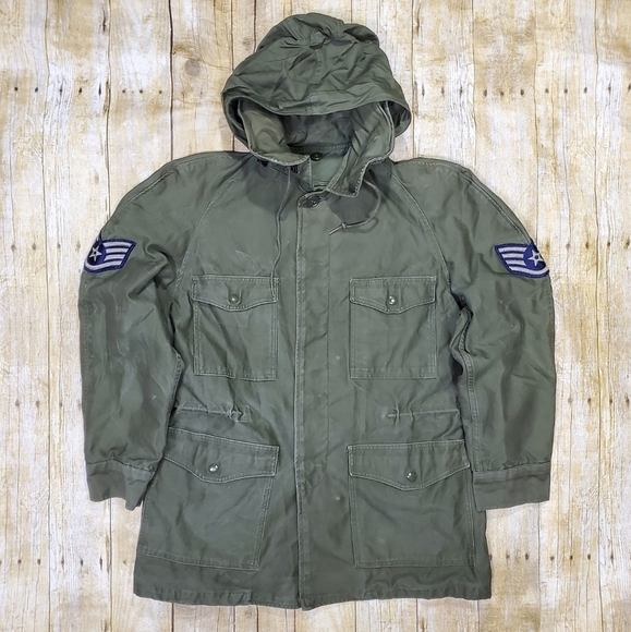 Vtg 1961 USAF Air Force Field Jacket Size Sm Reg Cotton Sateen Rollaway Hood EUC - Picture 2 of 12